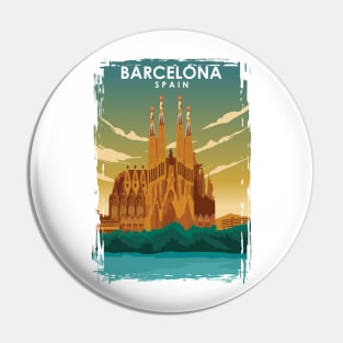 Barcelona Spain Cathedral Travel Poster Pin