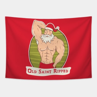 Old Saint Ripped | Buff Santa Tapestry