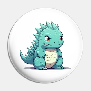 Cute Godzilla happy mood in kawaii cartoon style Pin