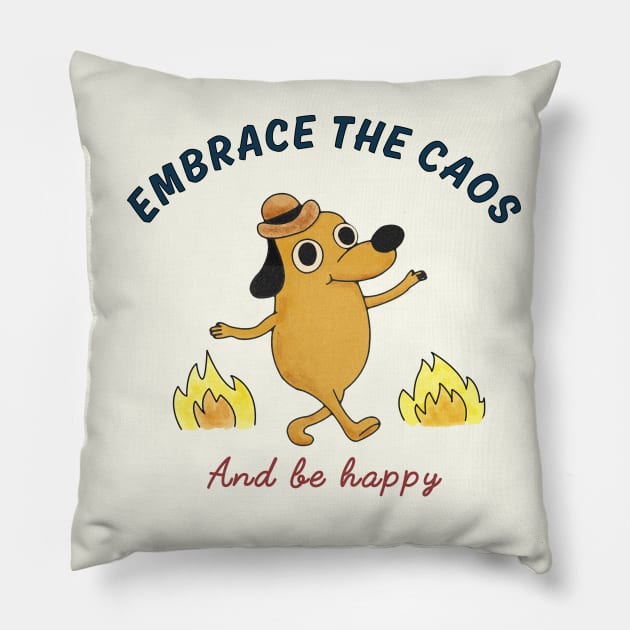 Cuddles, Chaos & Coffee Funny Quote Throw Pillow by EnvyArt