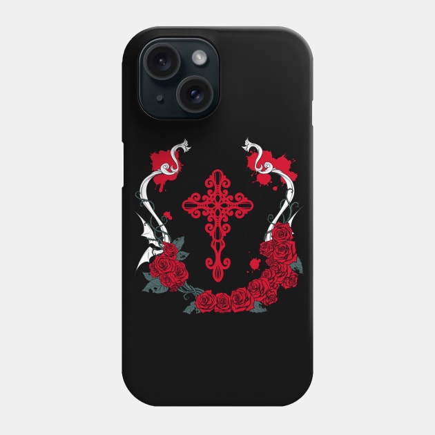 Cross Rose Red Phone Case by PookieEsukiro