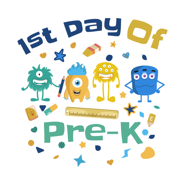 Kid 1st Day Of Preschool Kindergarten Monster Design by AimArtStudio