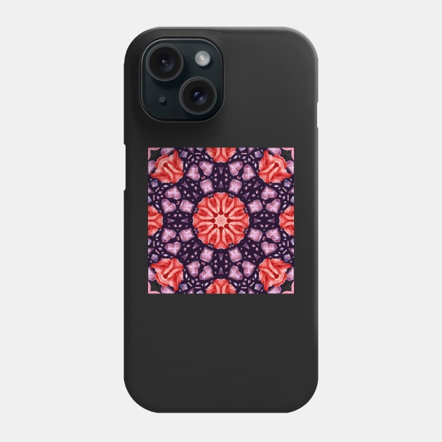 Crystal Hearts and Flowers Valentines Kaleidoscope pattern (Seamless) 37 Phone Case by Swabcraft