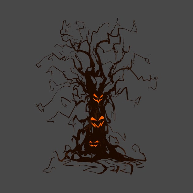 Halloween Horror Tree - Creepy Evil Faces by Area31Studios