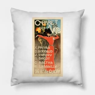 CABARET DES ARTS Vintage France Musical Theater Advert Dancer in Red Dress Pillow