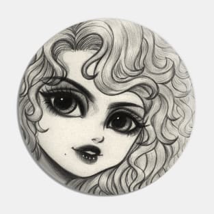 Portrait of a young curly hair girl Pin