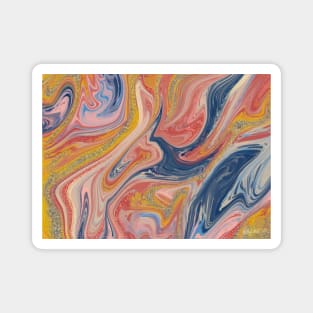 Abstract Oil and Glitter Painting Magnet