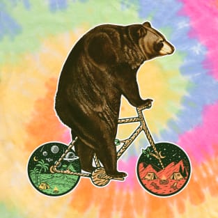 Cycling Bear, Biker Bear, Retro Vintage Funny Bear Humor, Bear Pun, Cycling Humor, Cycling Pun, Bear Sarcasm, Bear Art, Bear Riding Bike, Bicycle Riding Bear Fun Art, Hipster Bear Rider T-Shirt