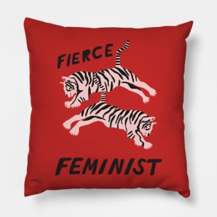 fierce feminist black text Pillow