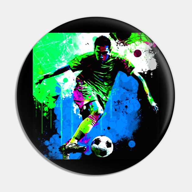 Soccer Player Graffiti Art Splash Paint Pin by MaystarUniverse