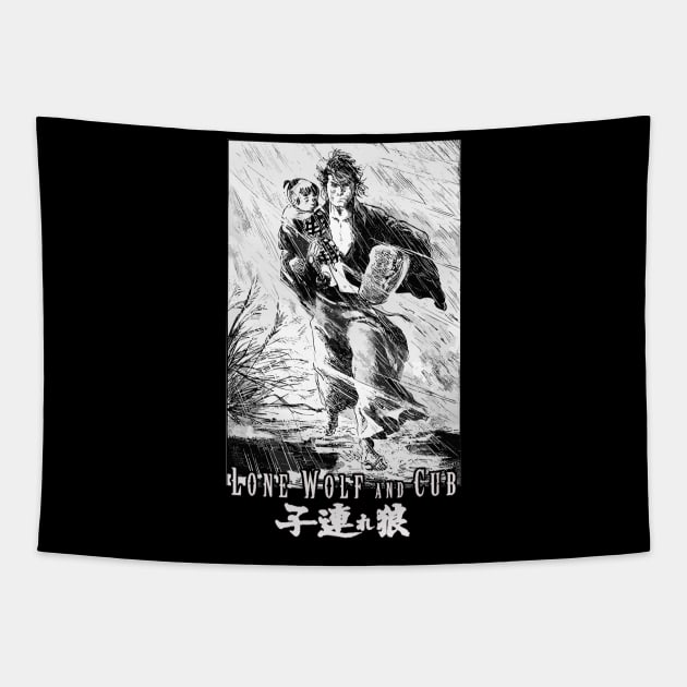 lone wolf and cub samurai Tapestry by Sparkledoom