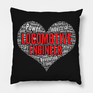 Locomotive engineer Heart Shape Word Cloud Train Lover design Pillow