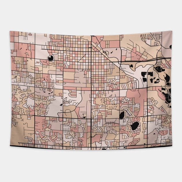 Fort Collins Map Pattern in Soft Pink Pastels Tapestry by PatternMaps