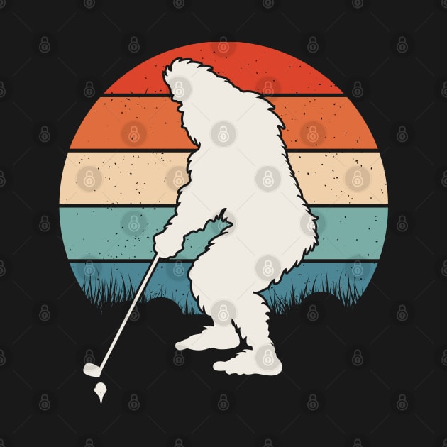 Retro Bigfoot Playing Golf by Tesszero