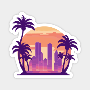 Urban Sunset Oasis - City Skyline Magnet