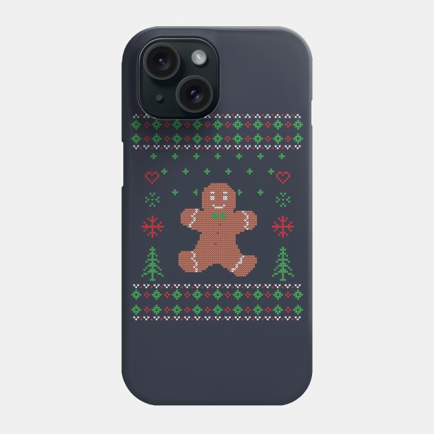 Gingerbread Man Ugly Christmas Sweater Phone Case by TLSDesigns