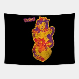 Cat Hot Mommy Orange Edition Tapestry
