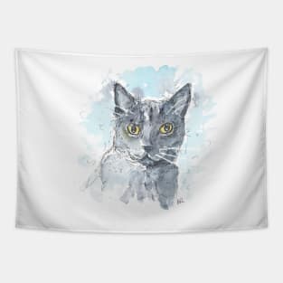 Russian Blue cat painting Tapestry