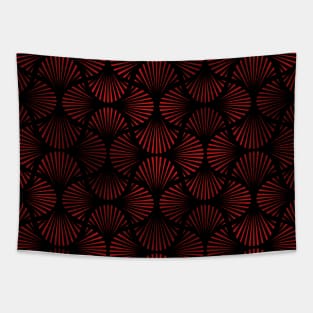 Vintage Foil Palm Fans in Black and Ruby Red Art Deco Neo Classical Pattern Tapestry