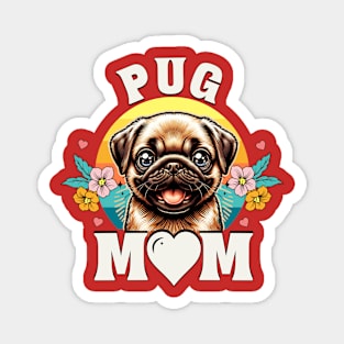 World's Best Pug Mom Retro Sunset Dog Lover Magnet