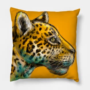 Jaguar wild cat head side view Pillow