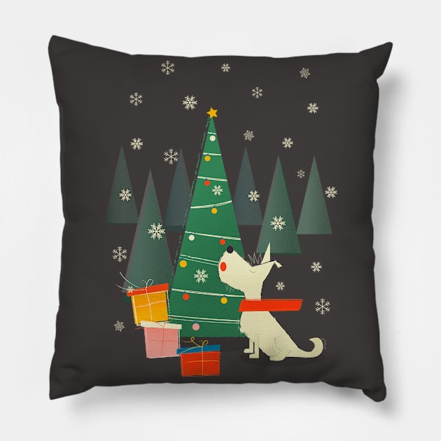 Festive cute dog Pillow by showmemars