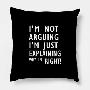 I'm Not Arguing I'm Just Explaining Why I'm Right,Funny Sarcasm, Funny Jokes, Pillow