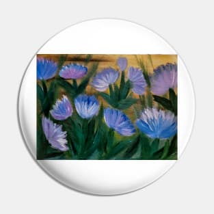 Some abstract wildflowers in purple and blue with tall grass Pin