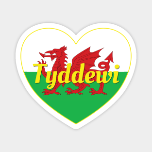 Tyddewi Cymru UK Baner Cymru Heart Magnet