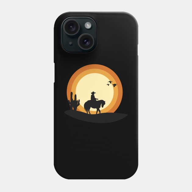 cowboy in the sunset Phone Case by D's Tee's