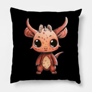 Cute Pink Pig Dragon Child Illustration Pillow