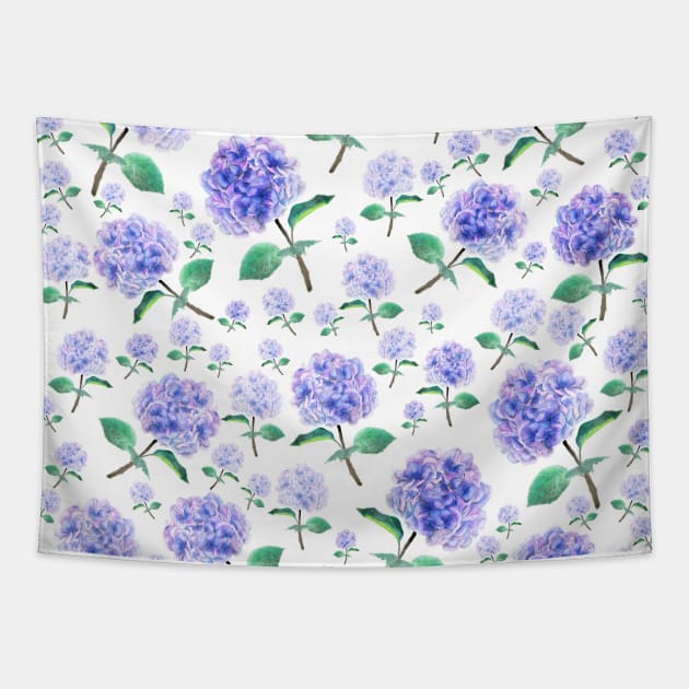 purple blue hydrangea pattern Tapestry by colorandcolor