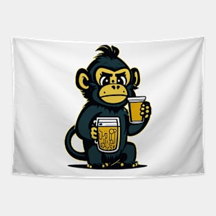 Cartoonish Monkey With Beer Mug Tapestry