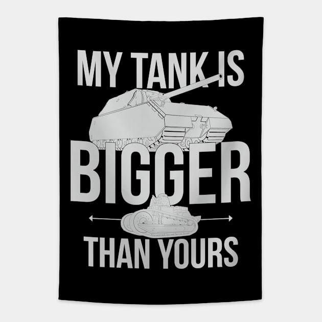 My tank is bigger than yours (black and white version) Tapestry by FAawRay