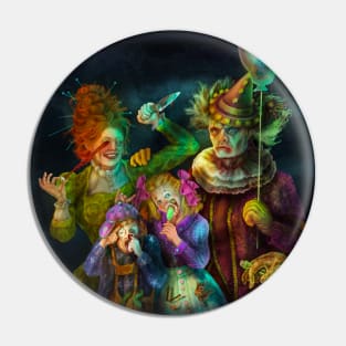 Scary Clowns Family Portrait Pin