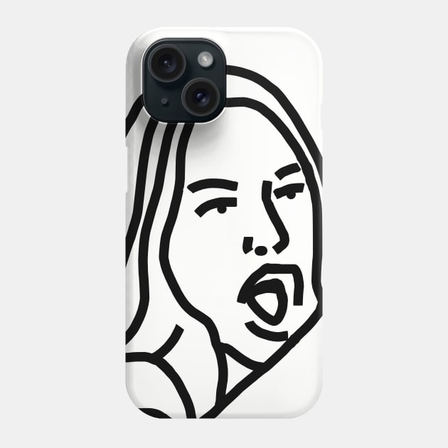 Woman Yelling at Cat Meme Detail Face Line Drawing Phone Case by ellenhenryart