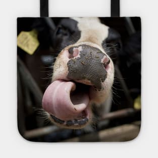 Close Up Of Cow's Nose and Tongue Tote