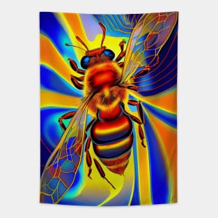 Abstract Honey Bee Image in Trippy Bright Vivid Colors Tapestry