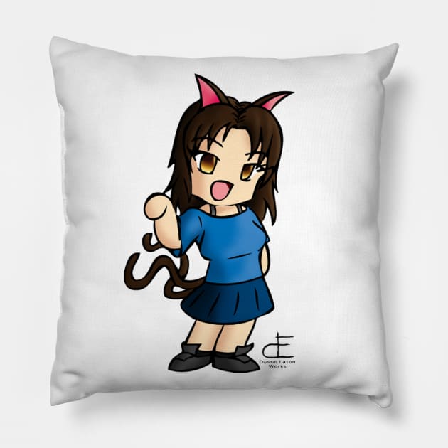 Chibi Kitty Girl Pillow by DustinEatonWorks