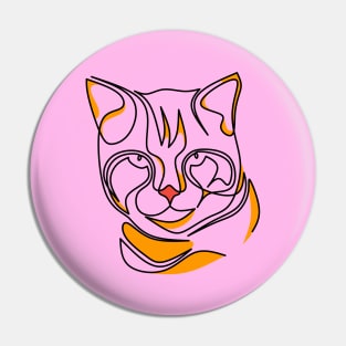 One line Orange cat Pin