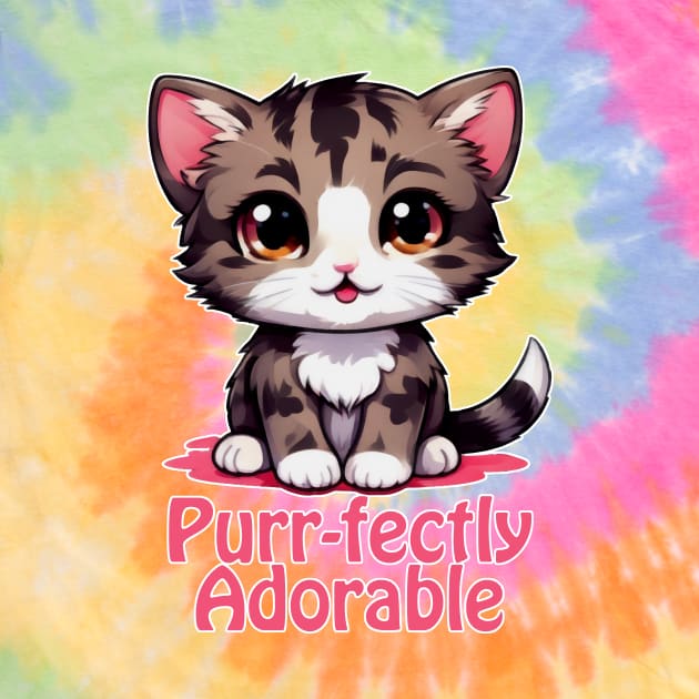 Purr-fectly Adorable Chibi Kawaii Kitten in Pink by Sandy Richter Art & Designs