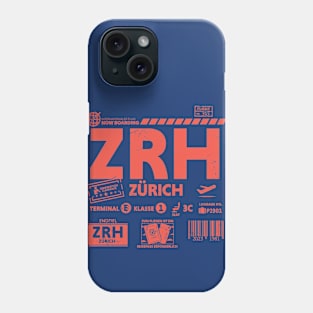 Vintage Zurich ZRH Airport Code Travel Day Retro Travel Tag Phone Case