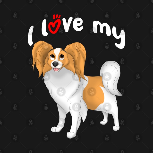 I Love My White & Red Papillon Dog by millersye