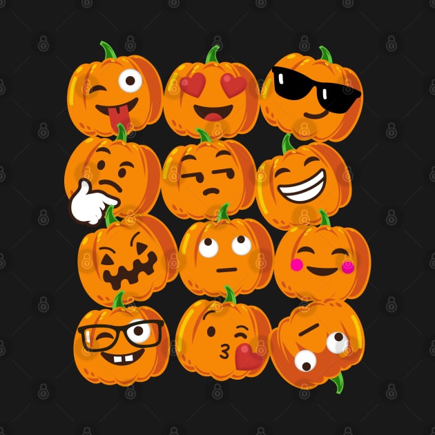 Pumpkin Emoji Faces T-Shirt Emoji Halloween Costume by vo_maria