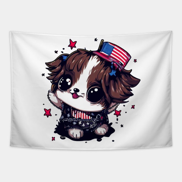 Cute Dog 4th of July Liberty Leash Tapestry by Cutiez Punk