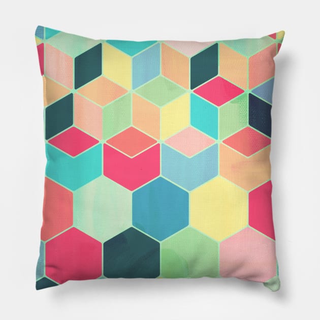 Yummy Summer Colour Honeycomb Pattern Pillow by micklyn