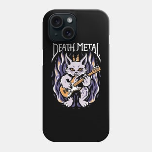 Death Metal Satanic Baphomet Cat playing guitar Phone Case