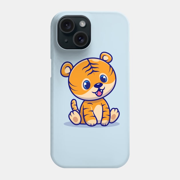 Cute Baby Tiger Sitting Cartoon Phone Case by Catalyst Labs