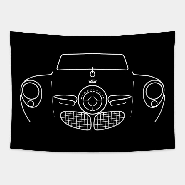 Studebaker Champion 1950 classic car white outline graphic Tapestry by soitwouldseem