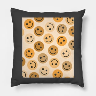 Orange Happy Faces Pillow